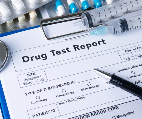 Drug,Test,Report,,Medical,Stethoscope,With,Clipboard,And,Black,Pen